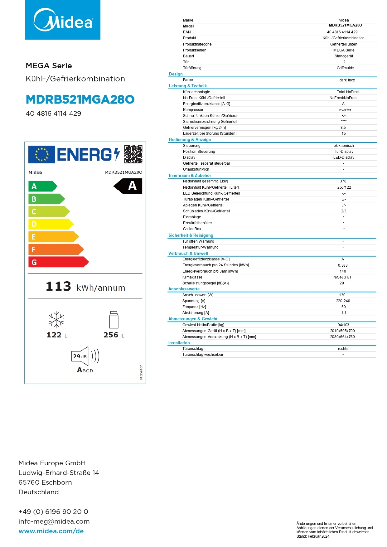 Chłodziarko-zamrażarka MIDEA MDRB521MGA28 8